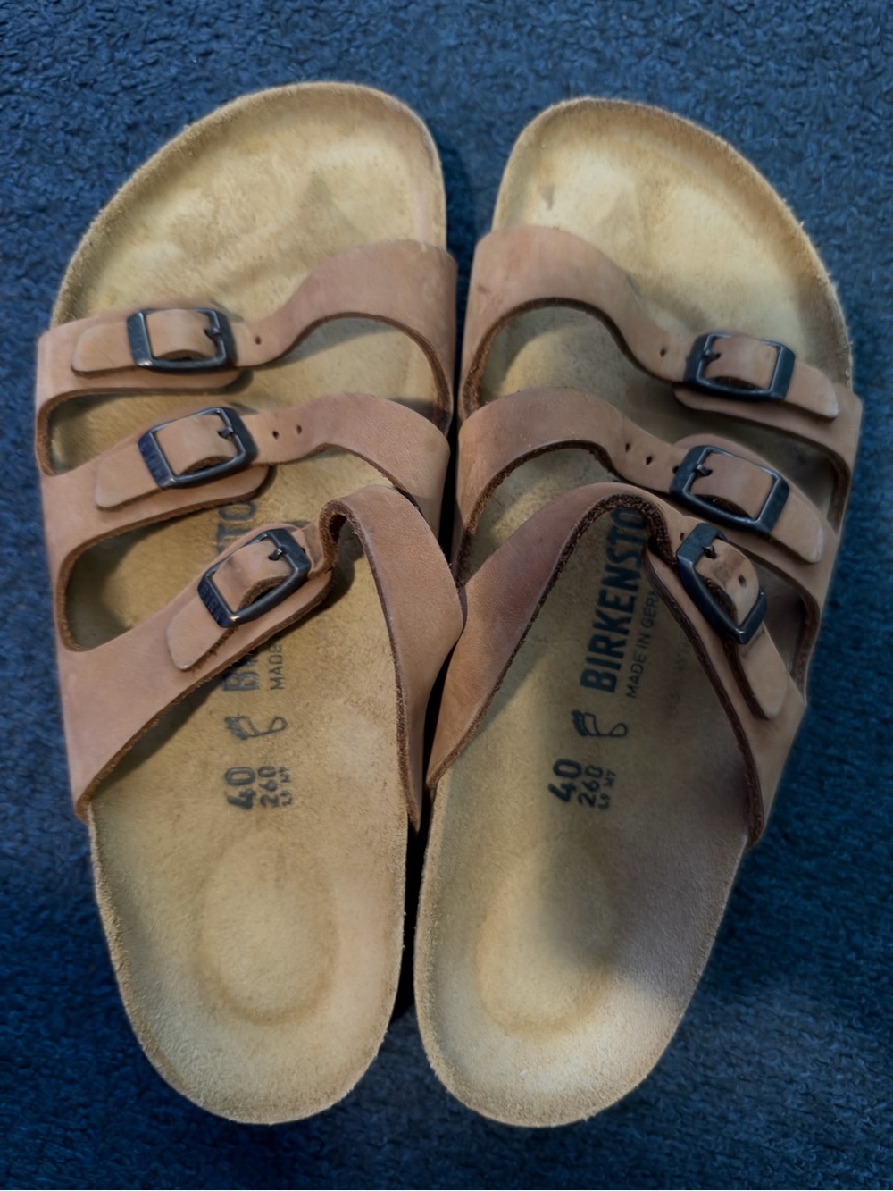 Birkenstocks Florida leather size 40 regular